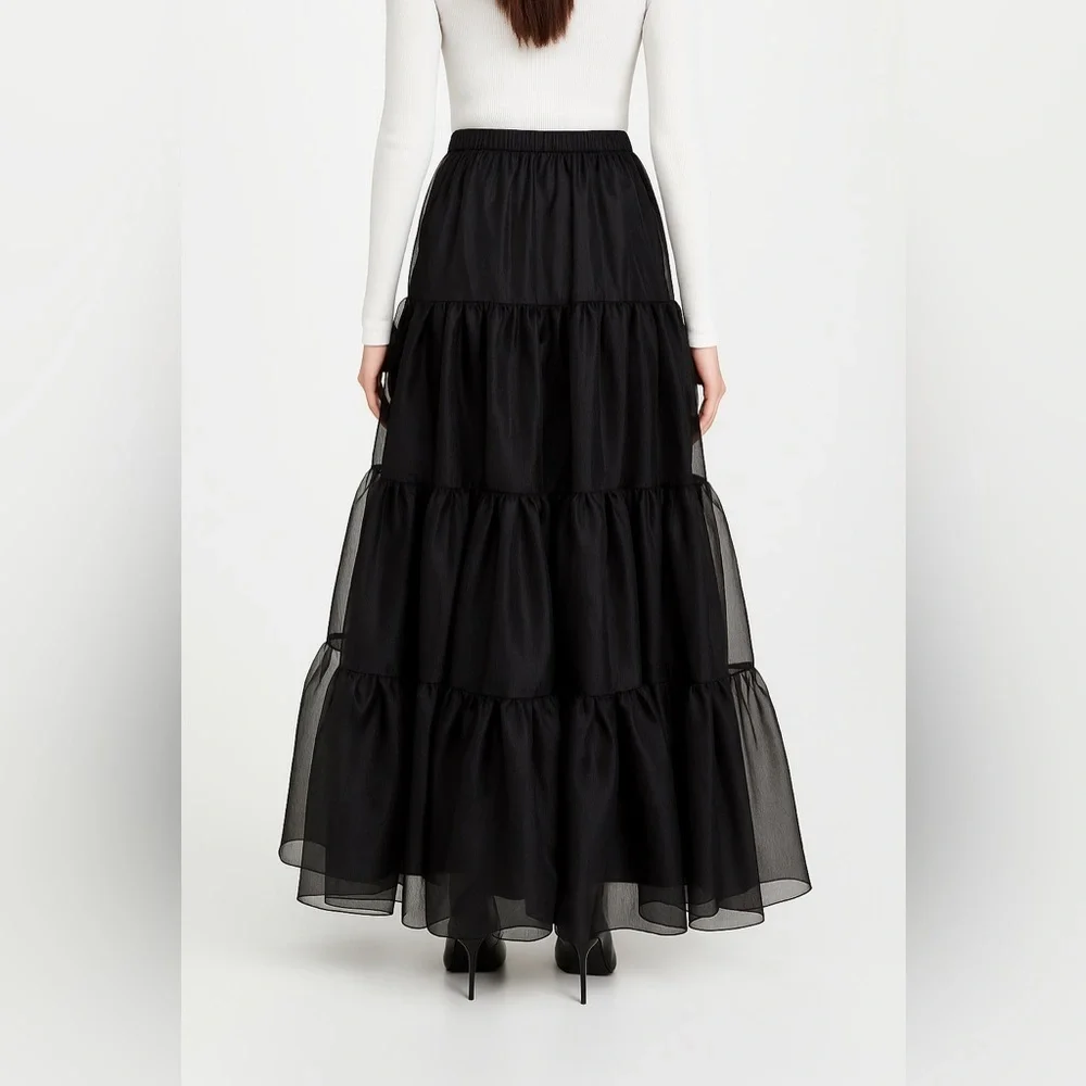 ❌SOLD❌Staud Dragon Ruffle Tulle Skirt in Black/Size 10 - Picture 3 of 10